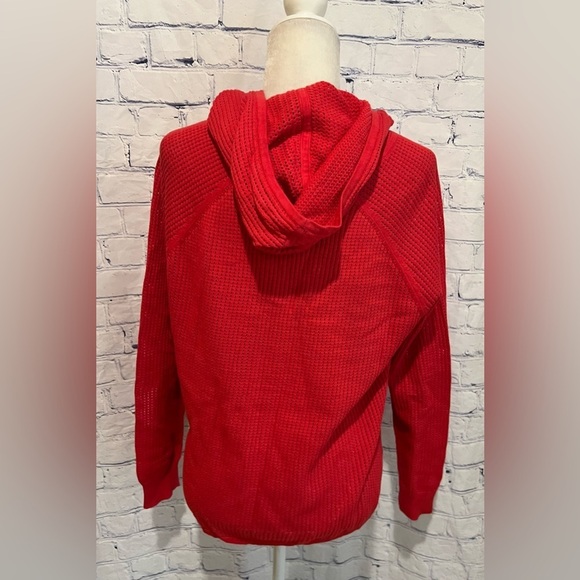 Michael Stars Open Knit Hooded Cotton/silk Blend Sweater Size Medium - Picture 5 of 9